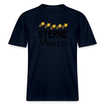 Sterne Mutter Mama Muttertag Familie Geschenk -  RELAXED FIT Unisex Organic T-Shirt - Navy - Vorne - Alina (178cm) & Michal (187cm)