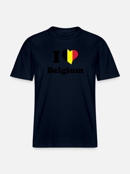 I love Belgium -  RELAXED FIT Unisex Organic T-Shirt - french navy