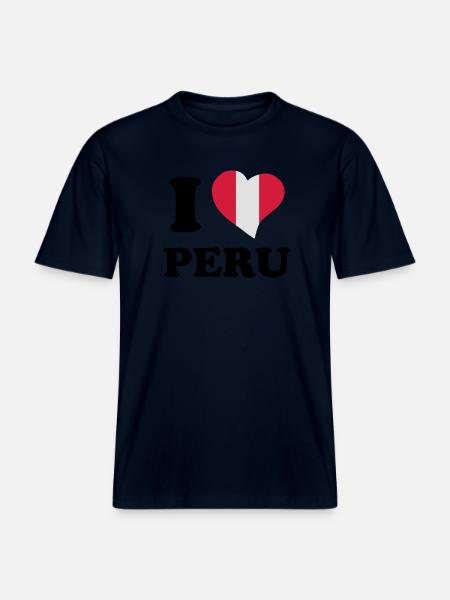 I love peru. -  RELAXED FIT Unisex Organic T-Shirt - french navy