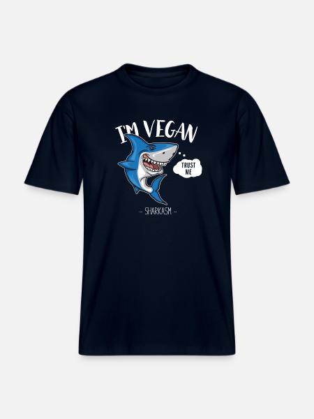 Vegetarisk haj - vegetarisk - humor / sjov -  Økologisk unisex T-shirt RELAXED FIT - navy
