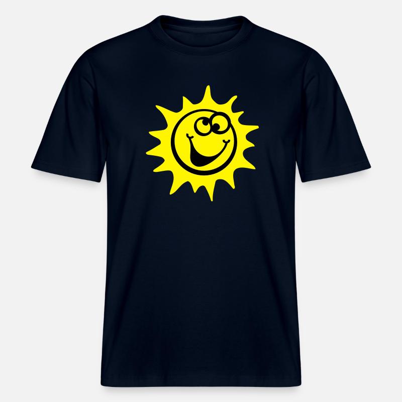 soleil 2c style de bande dessinée -  T-shirt unisexe RELAXED FIT en coton bio - marine