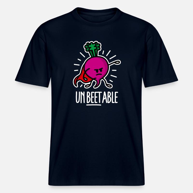 Beetroot betterave / imbattable sur dark -  T-shirt unisexe RELAXED FIT en coton bio - marine