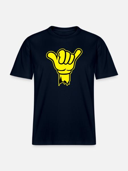 hand shaka finger -  RELAXED FIT Unisex Organic T-Shirt - Navy