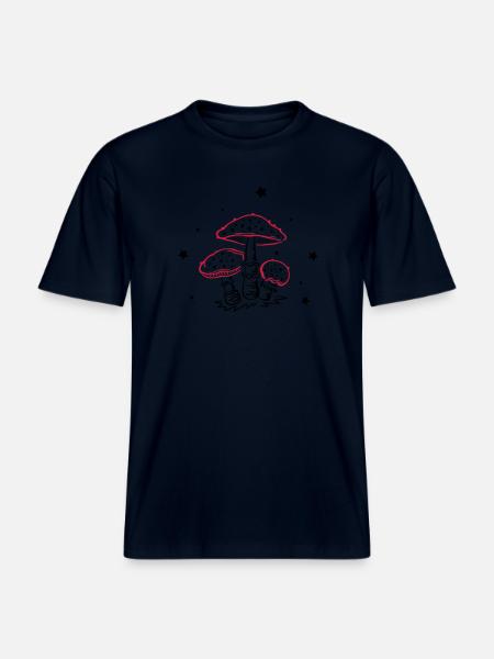 Fly agaric, fungi with stars, mushrooms -  RELAXED FIT Unisex Organic T-Shirt - french navy