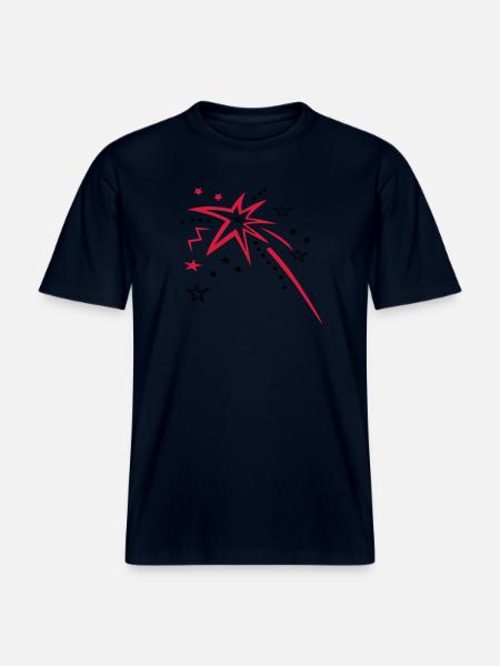 Feuerwerk mit vielen Sternen -  RELAXED FIT Unisex Organic T-Shirt - Navy