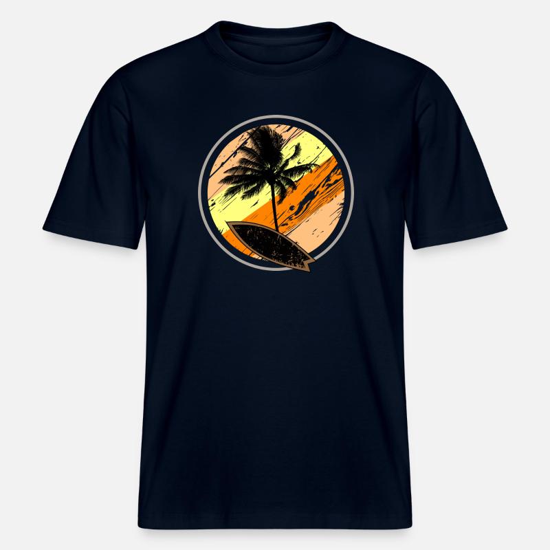 Beach Surf Sun - T-shirt unisexe RELAXED FIT en coton bio - marine