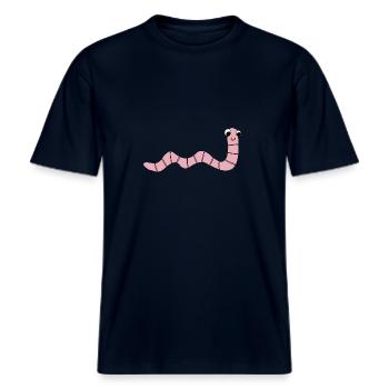 Earthworm *** blank -  RELAXED FIT Unisex Organic T-Shirt - french navy - Front - Alina (178cm) & Michal (187cm)