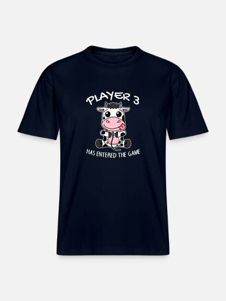 Tredje baby-spiller 3 har spillet ind i ko -  Økologisk unisex T-shirt RELAXED FIT - navy