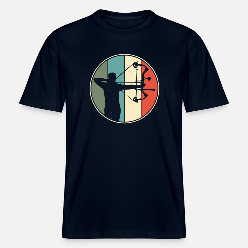 Bogenschießen Bogenjagd Retro -  RELAXED FIT Unisex Organic T-Shirt - Navy