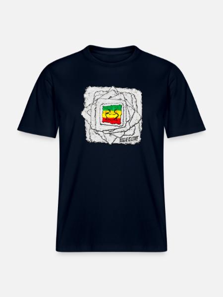 Reggae Love Shadow Motif - RELAXED FIT Unisex Organic T-Shirt - french navy