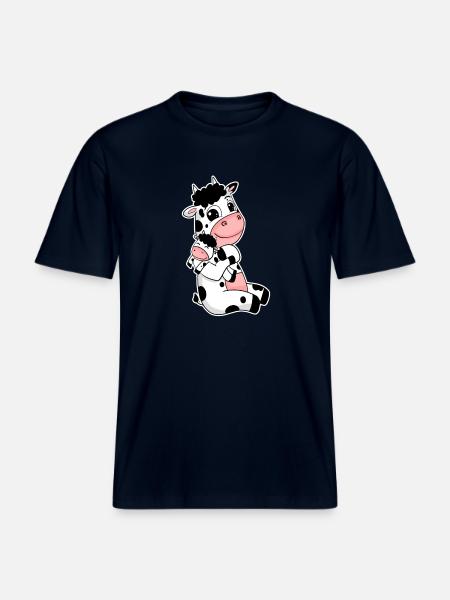 Ko Familie - Ko med Baby - Ko Motiv -  Økologisk unisex T-shirt RELAXED FIT - navy