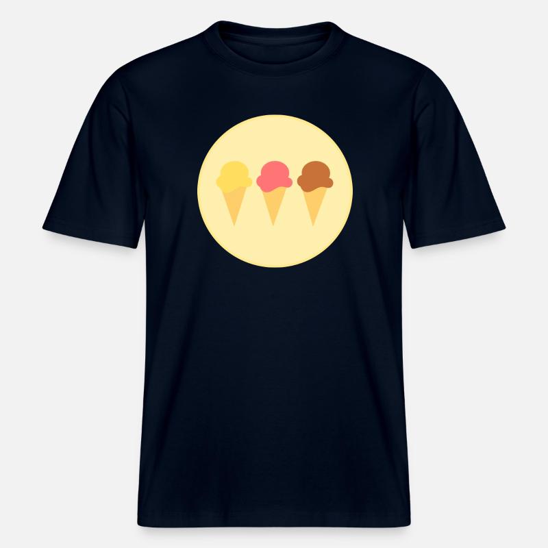 Eis Eiscreme Erdbeereis Vanilleeis Schokoeis -  RELAXED FIT Unisex Organic T-Shirt - Navy