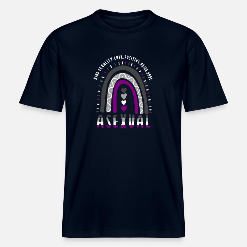 Asexual Pride Ace Pride Boho Regenbogen -  RELAXED FIT Unisex Organic T-Shirt - Navy