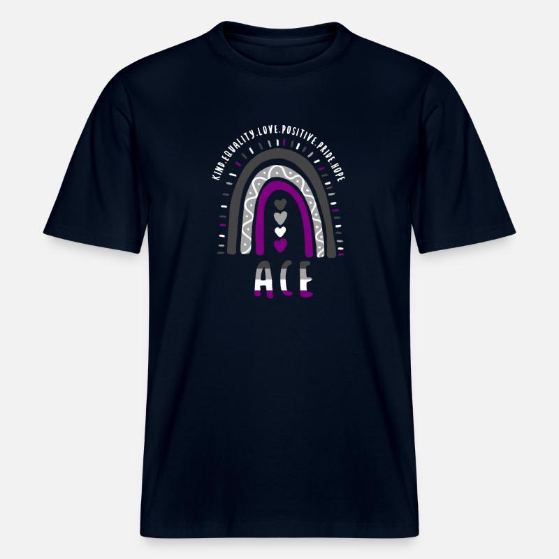 Ace Pride Boho Arc-en-ciel -  T-shirt unisexe RELAXED FIT en coton bio - marine