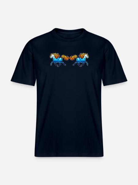 Icelandic Horses Horses Gallop Horse love Horse fan -  RELAXED FIT Unisex Organic T-Shirt - french navy