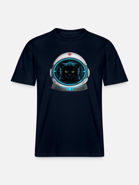 angry space cat astronaut - RELAXED FIT Unisex Organic T-Shirt - french navy