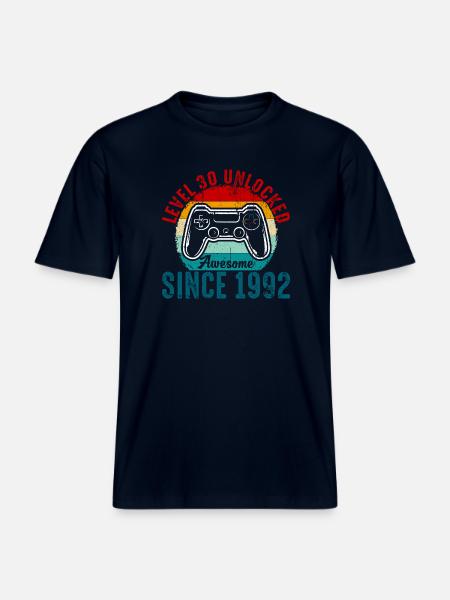 Level 30 Entsperrtes Retro-Controller-Tee -  RELAXED FIT Unisex Organic T-Shirt - Navy