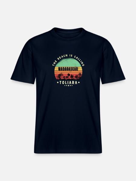 Toliara Madagascar beach design - RELAXED FIT Unisex Organic T-Shirt - french navy
