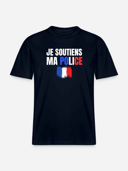 police, policier, gendarme - T-shirt unisexe RELAXED FIT en coton bio - marine