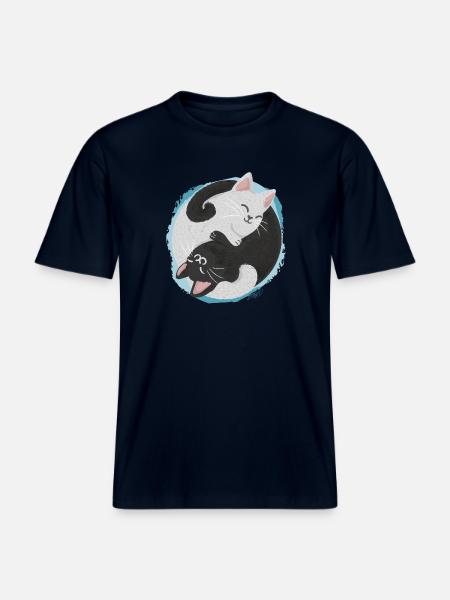 Jing Jang Cats - RELAXED FIT Unisex Organic T-Shirt - french navy