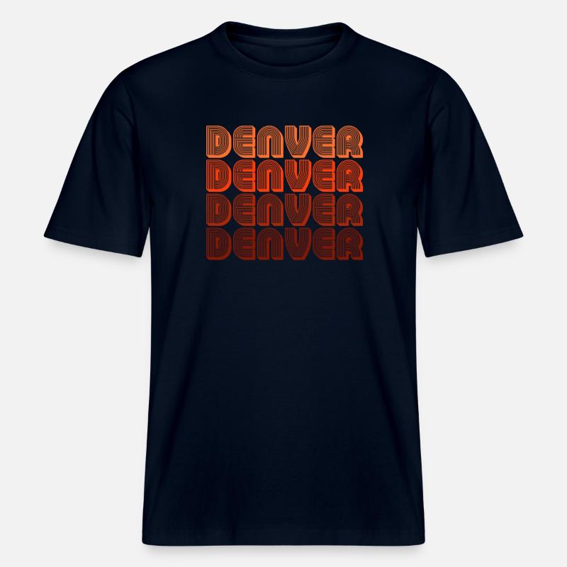 Denver Gradient Retro Pattern -  RELAXED FIT Unisex Organic T-Shirt - french navy