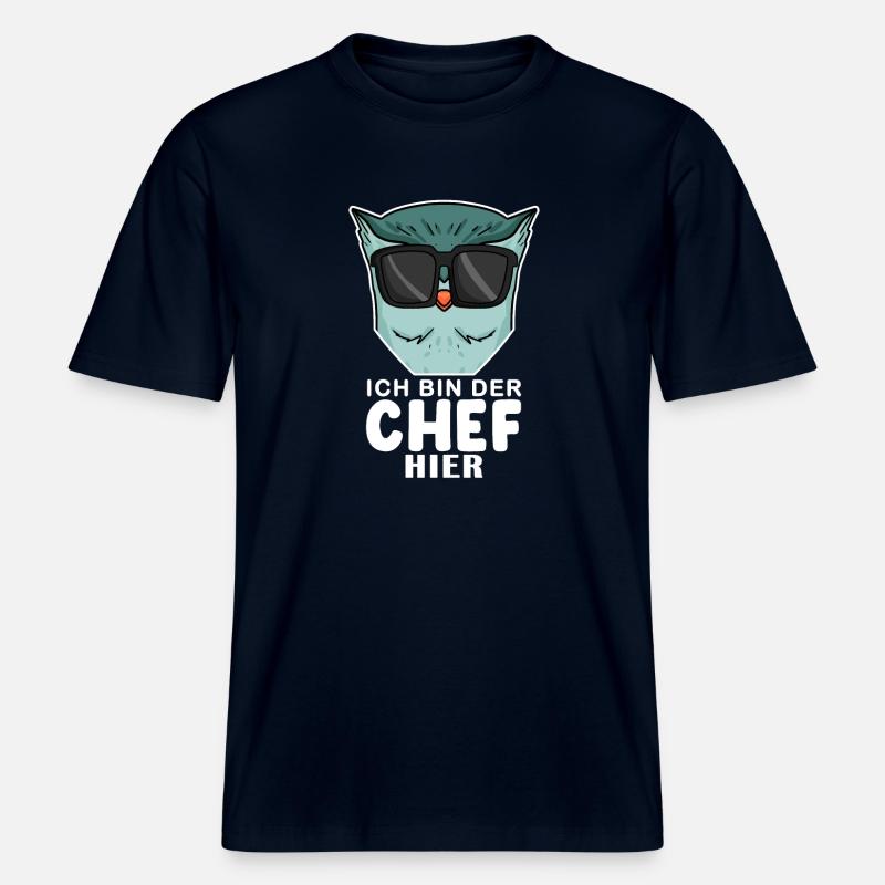 Cool Eule Chef - RELAXED FIT Unisex Organic T-Shirt - Navy