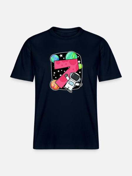 7 Years Birthday Boy Gift - RELAXED FIT Unisex Organic T-Shirt - french navy