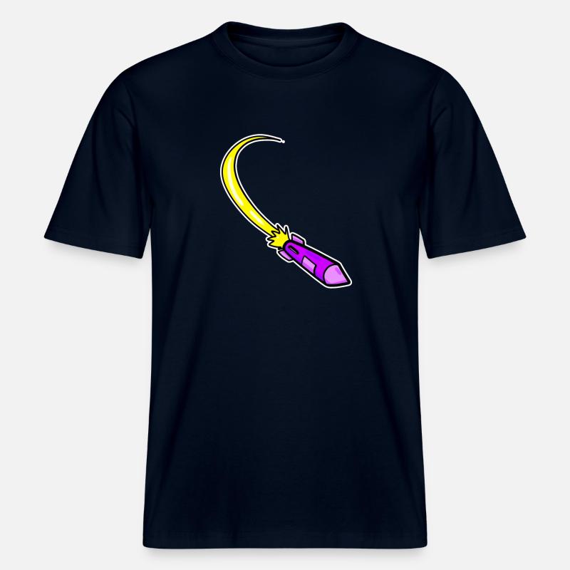 Fusée violette -  T-shirt unisexe RELAXED FIT en coton bio - marine