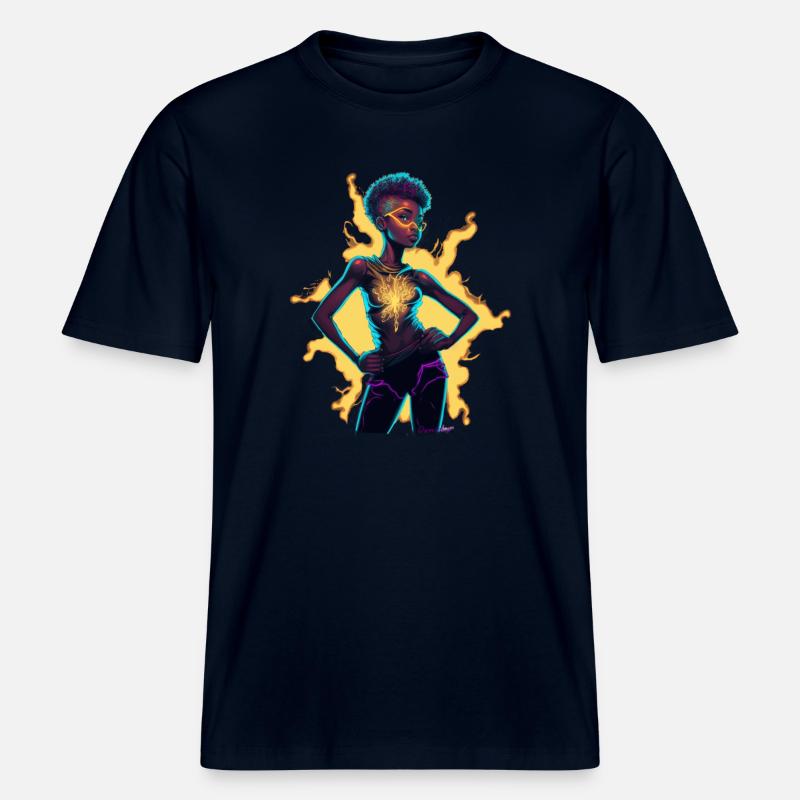 Figurine de conscience d’énergie lumineuse - T-shirt unisexe RELAXED FIT en coton bio - marine
