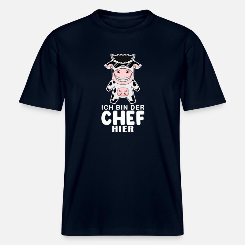 coole Kuh Chef Spruch -  RELAXED FIT Unisex Organic T-Shirt - Navy