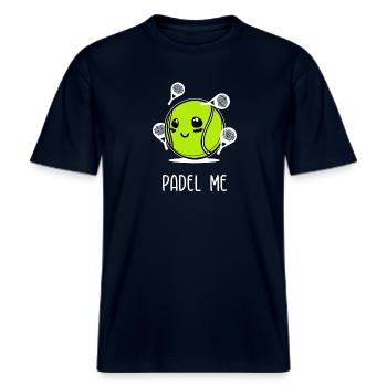 Bälle Statement Spieler Padel Tennis Schläger -  RELAXED FIT Unisex Organic T-Shirt - Navy - Vorne - Alina (178cm) & Michal (187cm)