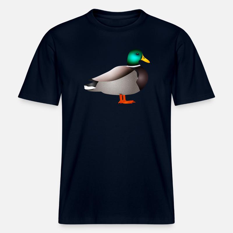 handgezeichnete männliche Ente Erpel oder Enterich -  RELAXED FIT Unisex Organic T-Shirt - Navy