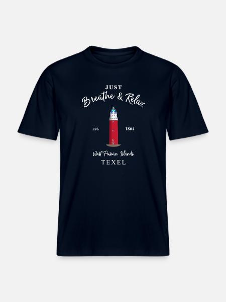 Texel, Relax Lighthouse Eierland, Netherlands -  RELAXED FIT Unisex Organic T-Shirt - french navy