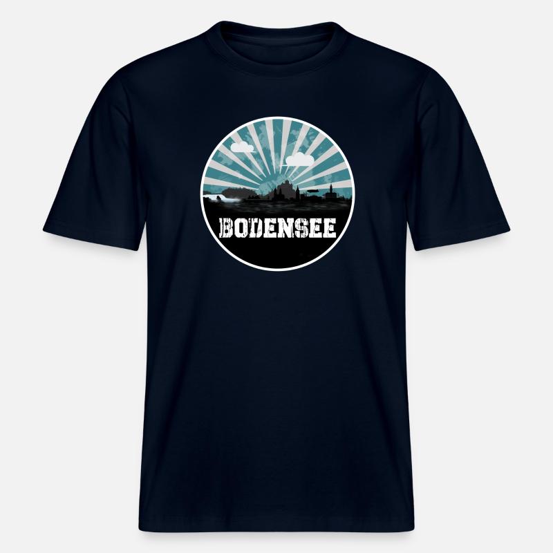 Bodensee Blue Hour Skyline -  RELAXED FIT Unisex Organic T-Shirt - Navy