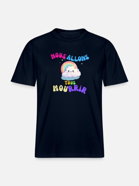 Nuage Arc-en-Ciel Mignon et Mordant - T-shirt unisexe RELAXED FIT en coton bio - marine