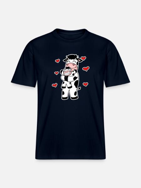 Kofamilie - Ko med baby - Komotiv -  Økologisk unisex T-shirt RELAXED FIT - navy
