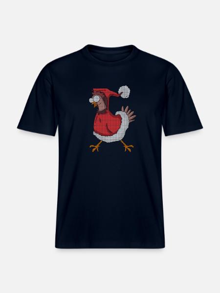 Pollo di Natale Buon Natale Pollo -  Maglietta ecologica Unisex RELAXED FIT - blu navy