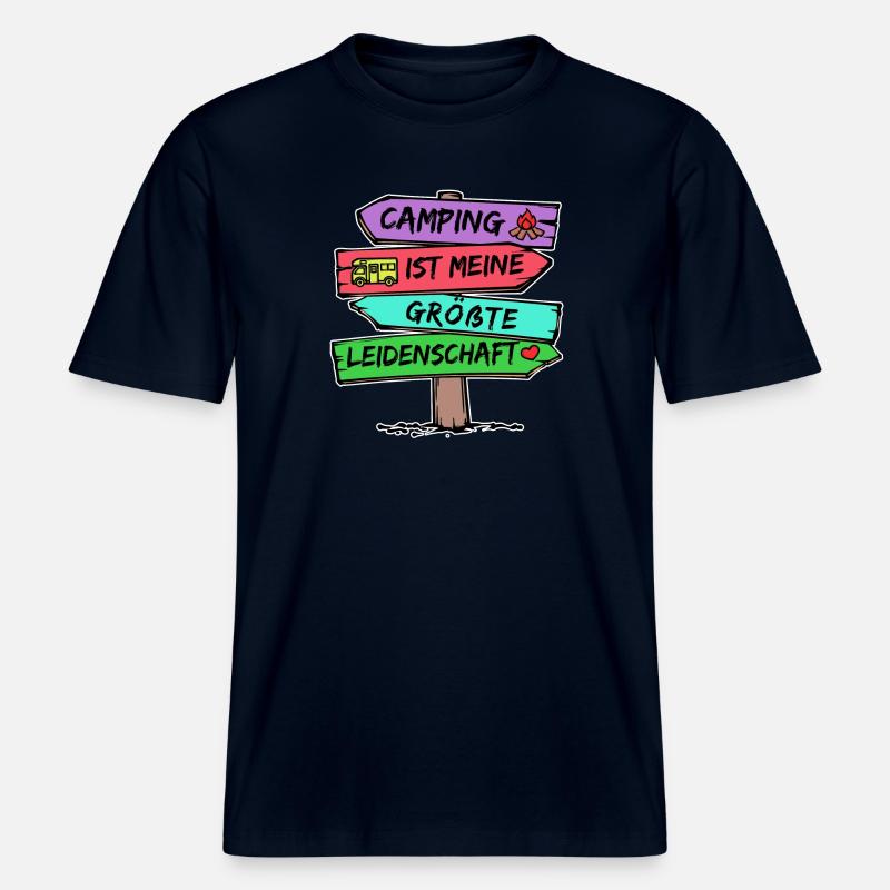 Camping Statement Wanderlust Wanderer Herz Camper -  RELAXED FIT Unisex Organic T-Shirt - Navy