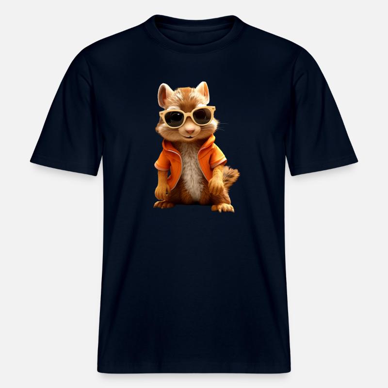 Eichhörnchen Sonnenbrille Ich Liebe Eichhörnchen -  RELAXED FIT Unisex Organic T-Shirt - Navy