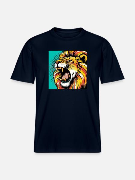 Lion Pop Art - RELAXED FIT Unisex Organic T-Shirt - french navy