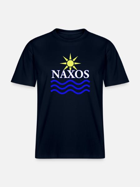 Naxos Sun and Waves Logo Design -  RELAXED FIT Unisex Organic T-Shirt - french navy