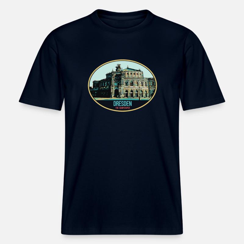 Semperoper de Dresde : Élégance en Illustration -  T-shirt unisexe RELAXED FIT en coton bio - marine