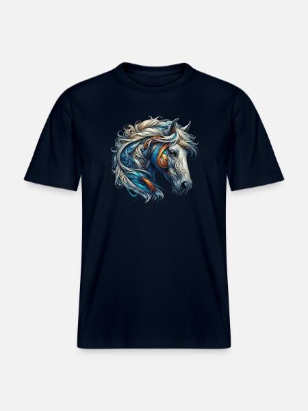 Horse -  RELAXED FIT Unisex Organic T-Shirt - french navy
