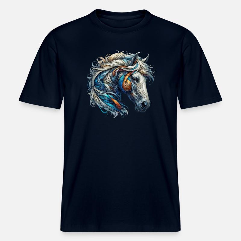 Cheval -  T-shirt unisexe RELAXED FIT en coton bio - marine