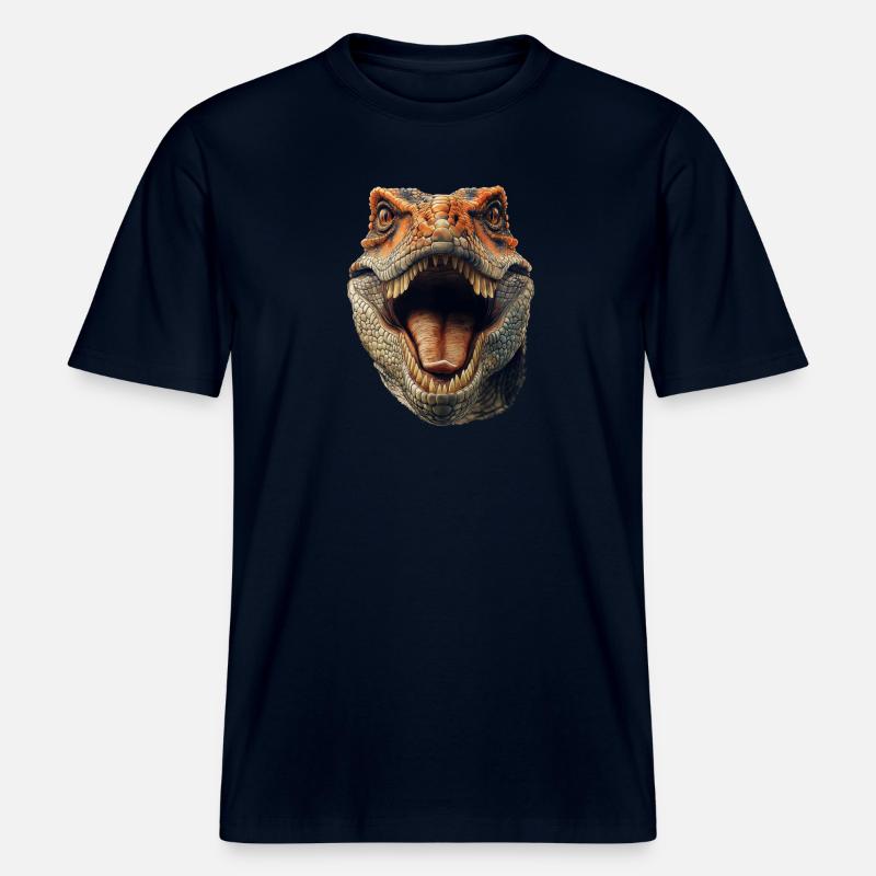 Dinosaur Head -  RELAXED FIT Unisex Organic T-Shirt - french navy