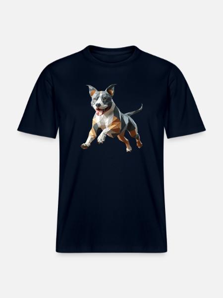 Staffy origami 3d geometric dog -  RELAXED FIT Unisex Organic T-Shirt - french navy