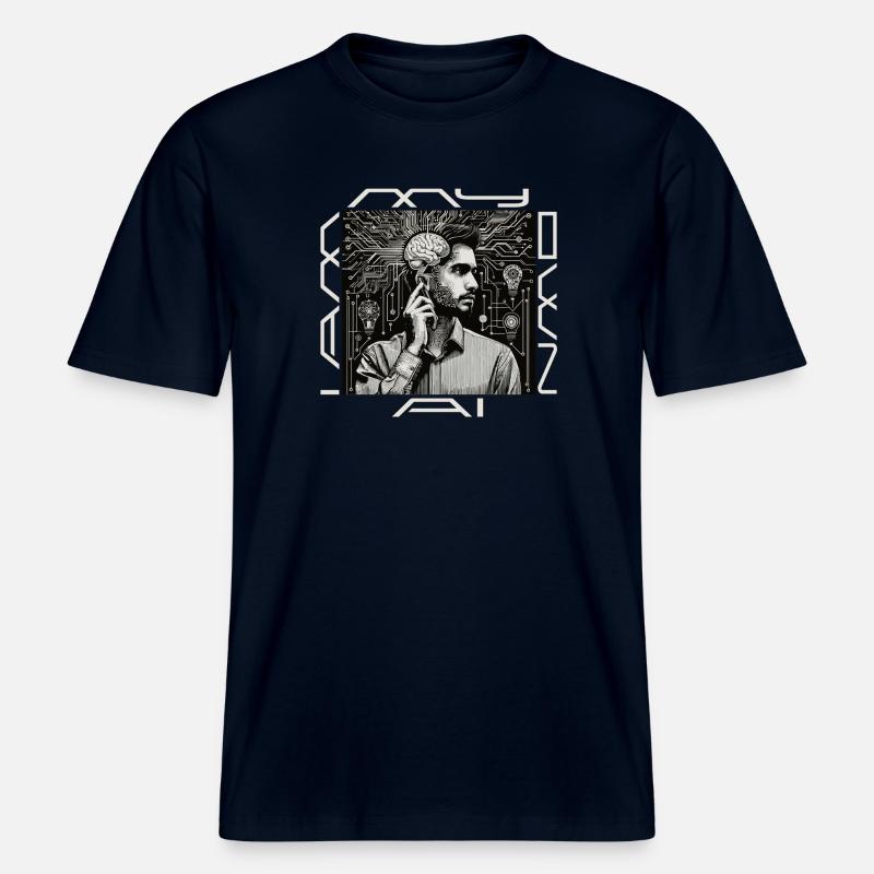 Kopfwerk: Geist trifft Code - RELAXED FIT Unisex Organic T-Shirt - Navy