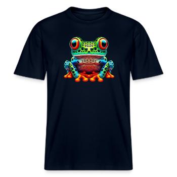 Frosch -  RELAXED FIT Unisex Organic T-Shirt - Navy - Vorne - Alina (178cm) & Michal (187cm)