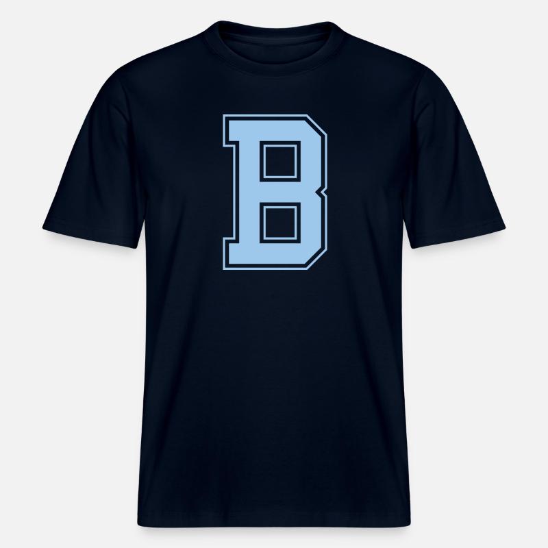 Monogramm Hellblau Varsity College Initiale B -  RELAXED FIT Unisex Organic T-Shirt - Navy