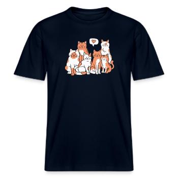 Katzen Katzenliebhaber -  RELAXED FIT Unisex Organic T-Shirt - Navy - Vorne - Alina (178cm) & Michal (187cm)